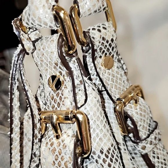 Authentic Michael Kors Beige Python Effect Leather/Suede Bedford Hobo - Picture 6 of 15